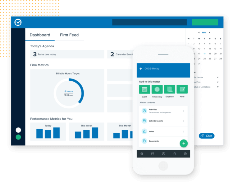 Clio Mobile App dashboard